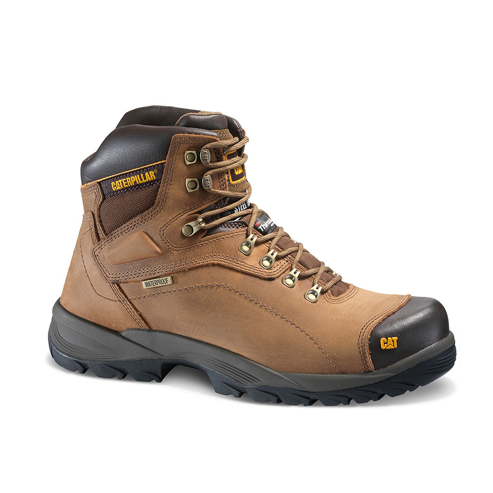 Caterpillar Boots South Africa - Cat Men's Diagnostic Hi St Safety Boots Dark Beige FP5021679